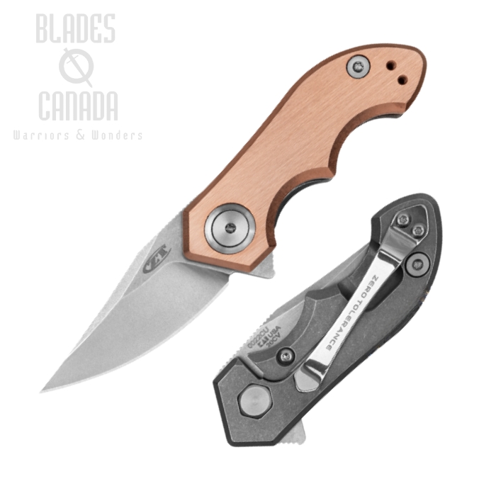 Zero Tolerance Small Galyean Flipper Framelock Knife, CPM 20CV SW, Copper/Ti, ZT0022CU