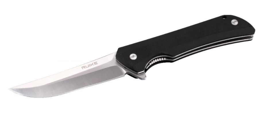 Ruike P121 Hussar Flipper Folding Knife, 14C28N Sandvik, G10 Black, P121B