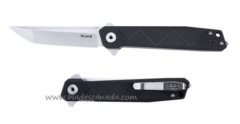 Ruike P127-B Flipper Folding Knife, 14C28N Sandvik Tanto, G10 Black, P127-B