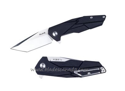 Ruike P138-B Flipper Folding Knife, 14C28N Sandvik Tanto, G10 Black, P138-B