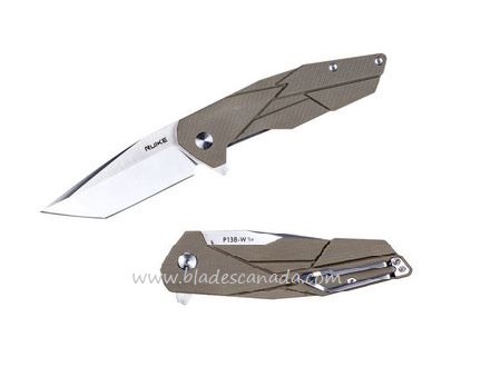 Ruike P138-W Flipper Folding Knife, 14C28N Tanto, G10 Desert Sand - Click Image to Close