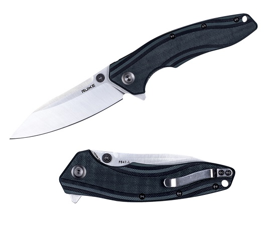 Ruike P841L Flipper Folding Knife, 14C28N Sandvik, G10 Green/Black, P841L