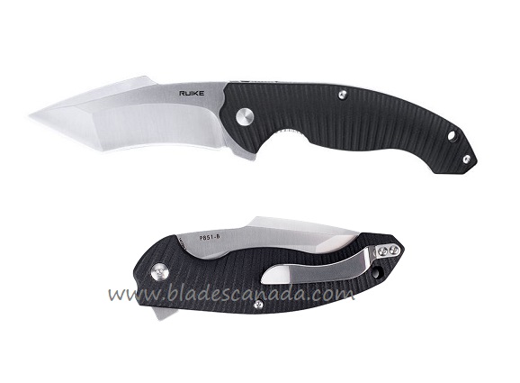 Ruike P851-B Flipper Folding Knife, 14C28N Sandvik, G10 Black, P851-B