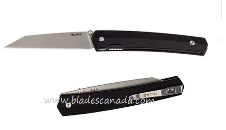 Ruike P865-B Folding Knife, 14C28N Reverse Tanto, G10 Black - Click Image to Close