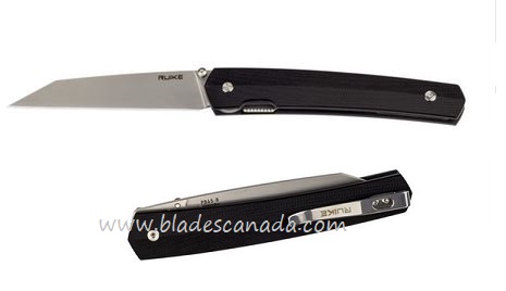 Ruike P865-B Folding Knife, 14C28N Reverse Tanto, G10 Black, P865-B
