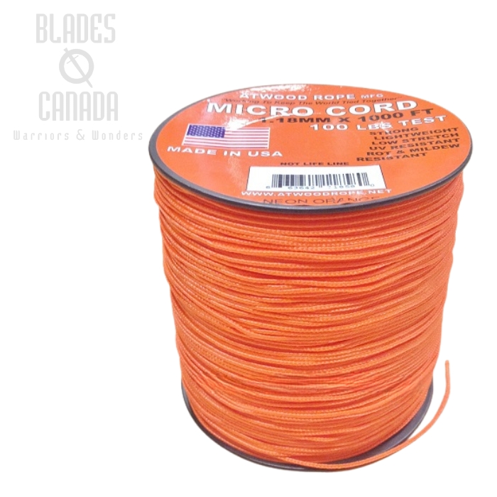 Micro Cord 100 lb, 1000 Ft. Spool - Neon Orange