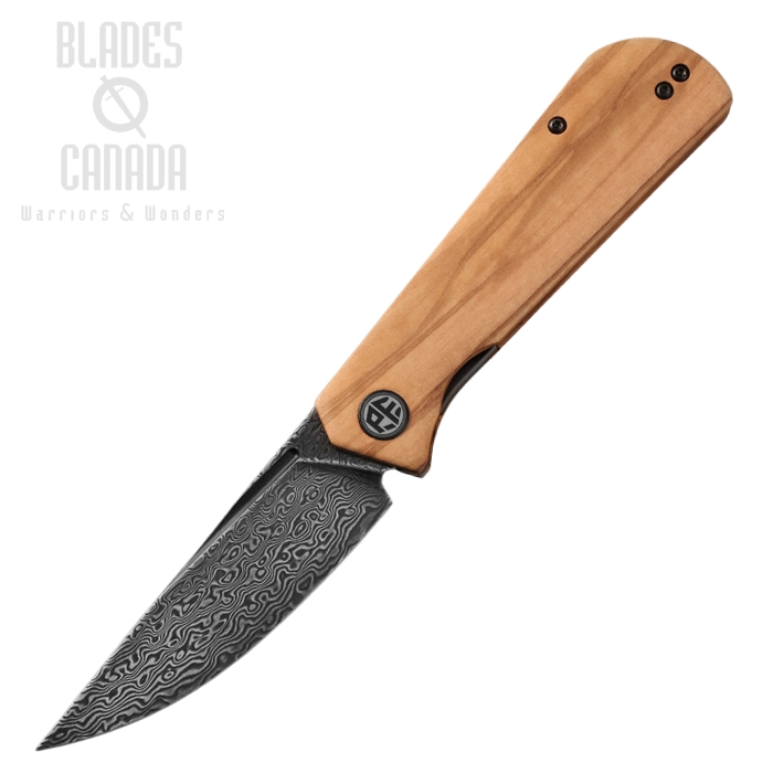 (image for) Petrified Fish Viking Folding Knife, Damascus, Olive Wood, PFP07OWODDM