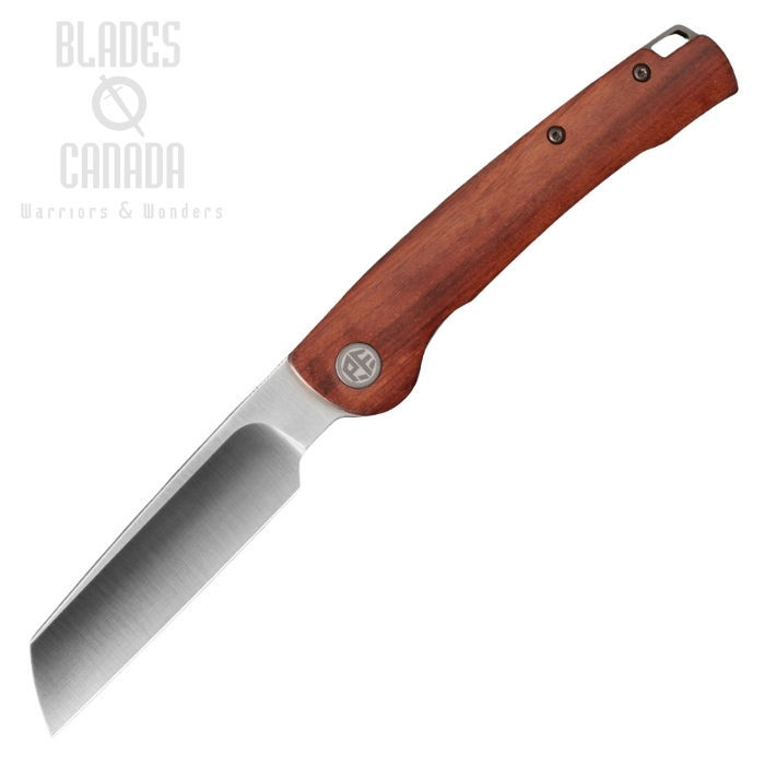 (image for) Petrified Fish Scholar Flipper Folding Knife, 154CM Satin, Bubinga Wood, PFE04BUWO