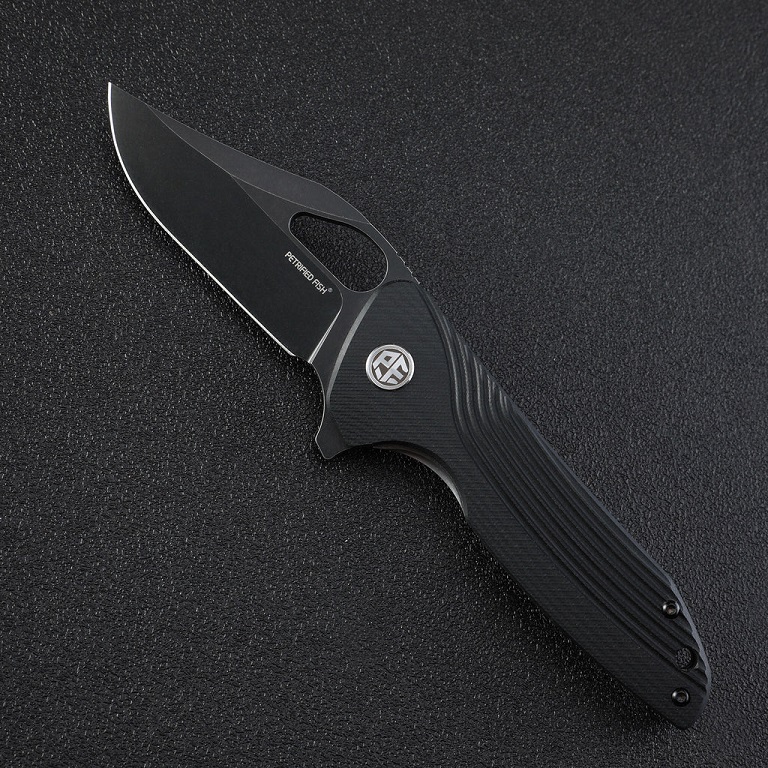 Petrified Fish Original Folding Knife, Black SW K110, Black G10, PF999D