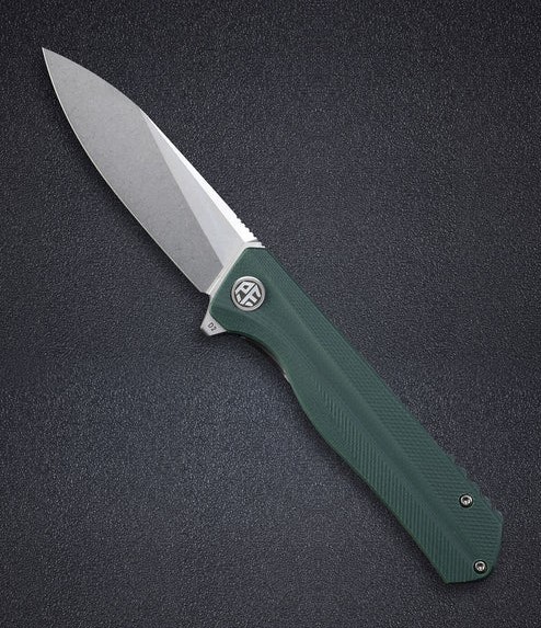 Petrified Fish Forward Folding Knife, D2 SW Blade, G10 Green, 818GRW