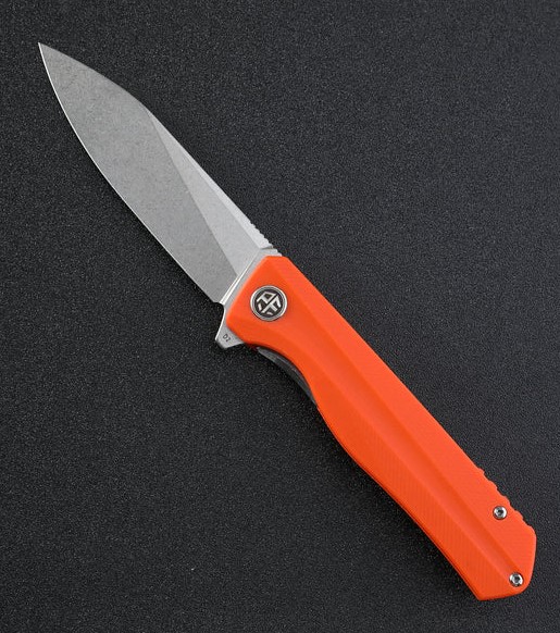 Petrified Fish Forward Folding Knife, D2 SW Blade, G10 Orange, 818OW