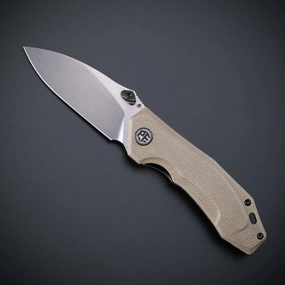 Petrified Fish Havrog Folding Knife, K110 SW, Micarta Khaki, PFP04KAMW