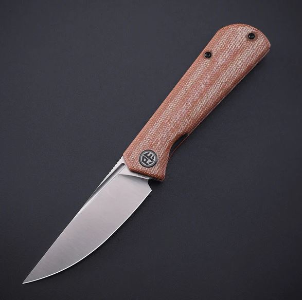 Petrified Fish Viking Folding Knife, Satin K110, Brown Micarta, PFP07BRMS