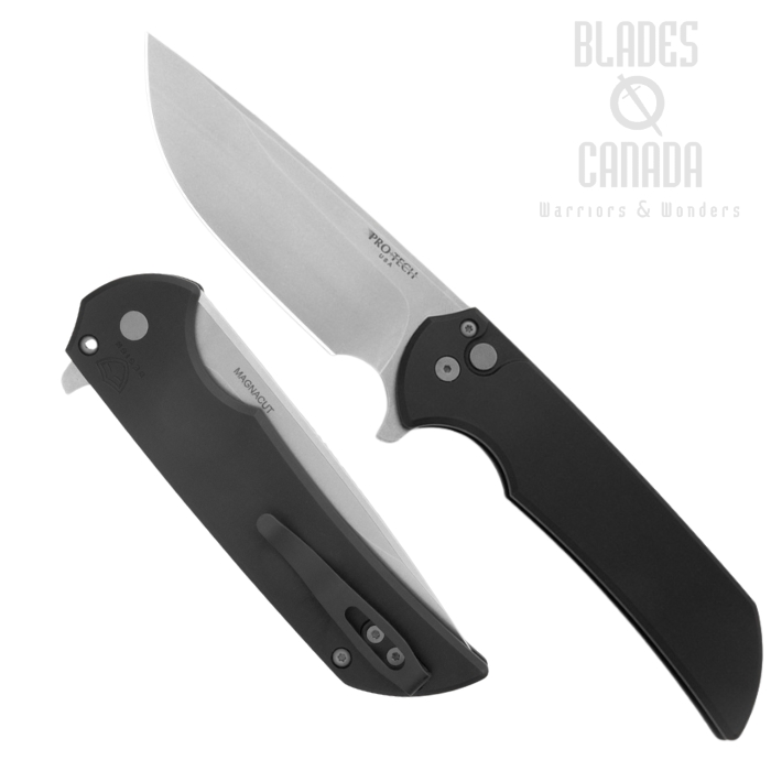 Pro-Tech Mordax Flipper Button Lock Knife, MagnaCut Stonewash, Aluminum Black, MX101