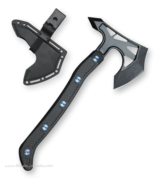 Hoback Ps2 Axe, AEB-L Black Stonewash, Unidirectional Carbon Fiber with Blue Bolts