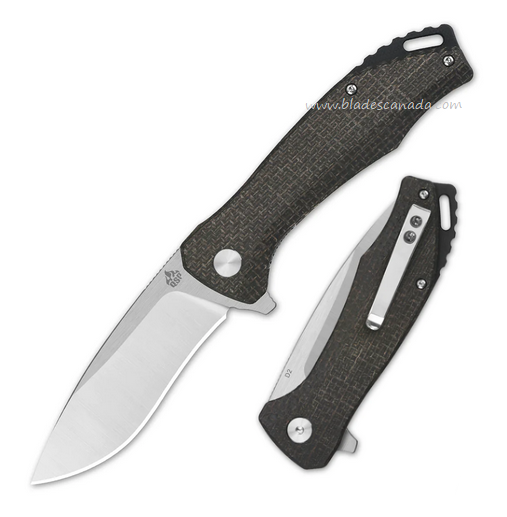 QSP Raven Flipper Folding Knife, D2 Satin, Micarta Dark Brown, QS122-D1
