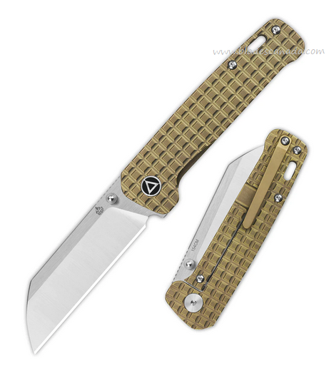 QSP Penguin Framelock Folding Knife, 154CM Satin, Titanium Bronze Frag, QS130-AFRG