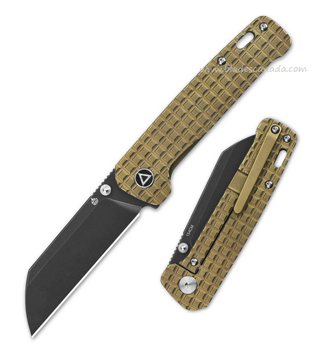 QSP Penguin Framelock Folding Knife, 154CM Black Stonewash, Titanium Bronze Frag, QS130-BFRG