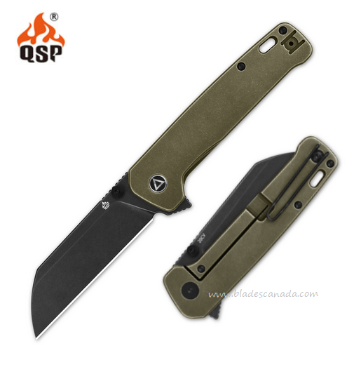 QSP Penguin Plus Flipper Framelock Knife, 20CV Black SW, Titanium Bronzed, 130XL-B