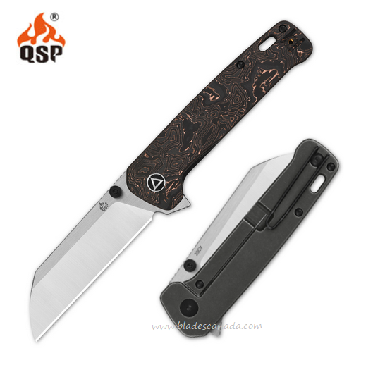 QSP Penguin Plus Flipper Framelock Knife, 20CV Two-Tone, Copper/Ti, 130XL-E1