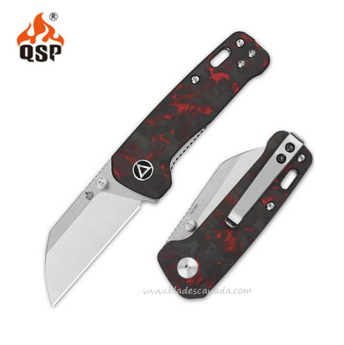 QSP Mini Penguin Folding Knife, 14C28N Two-Tone, G10/Carbon Fiber Overlay, 130XS-E1