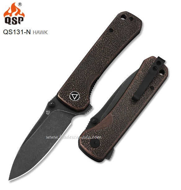 QSP Hawk Flipper Folding Knife, 14C28N Sandvik SW, Copper, QS131-N