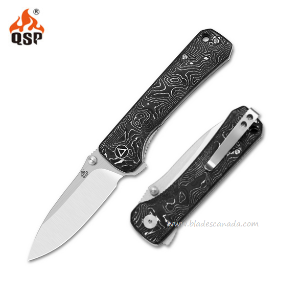 QSP Hawk Flipper Folding Knife, CPM S35VN, Aluminum Foil Carbon Fiber, QS131-R