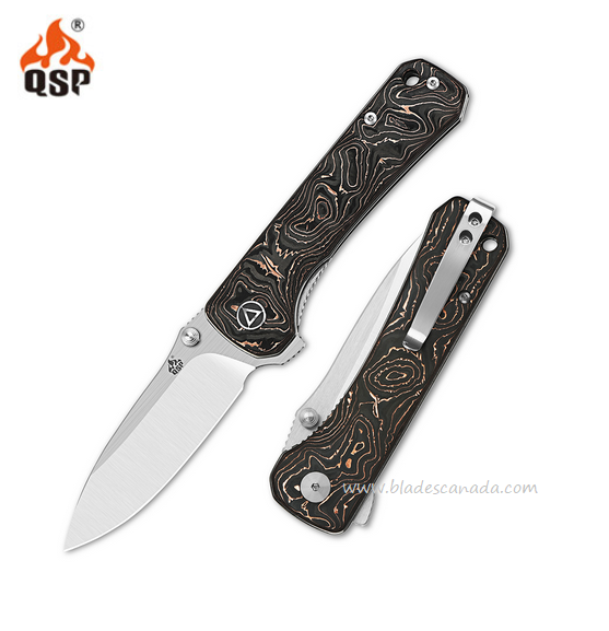 QSP Hawk Flipper Folding Knife, CPM S35VN, Copper Foil Carbon Fiber, QS131-T