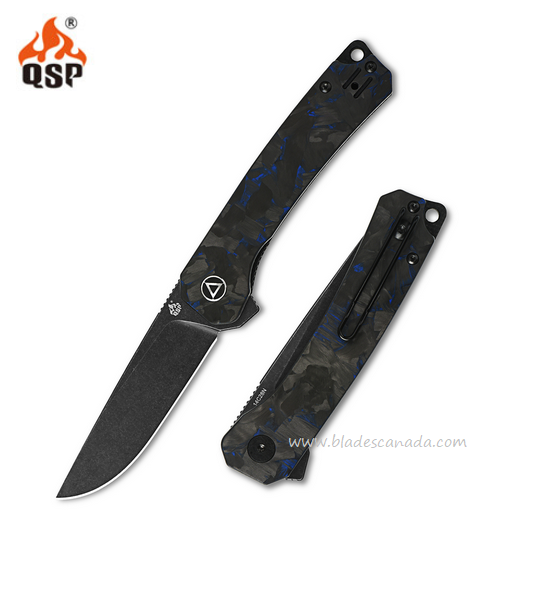 QSP Osprey Flipper Folding Knife, 14C28N Black SW, G10/Carbon Fiber, QS139-G2