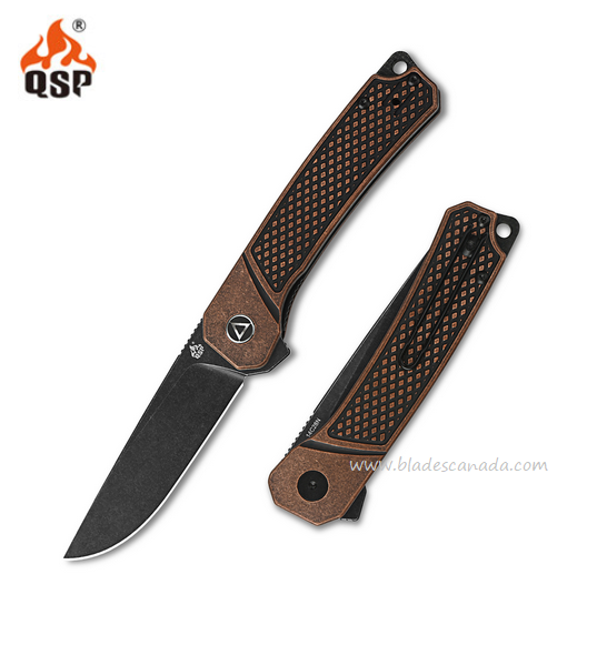 QSP Osprey Flipper Folding Knife, 14C28N Black SW, Stonewashed Copper, QS139-E2