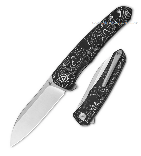 QSP Otter Flipper Folding Knife, S35VN Satin, Aluminum/Carbon Fibre Copper Foil, QS140-A1