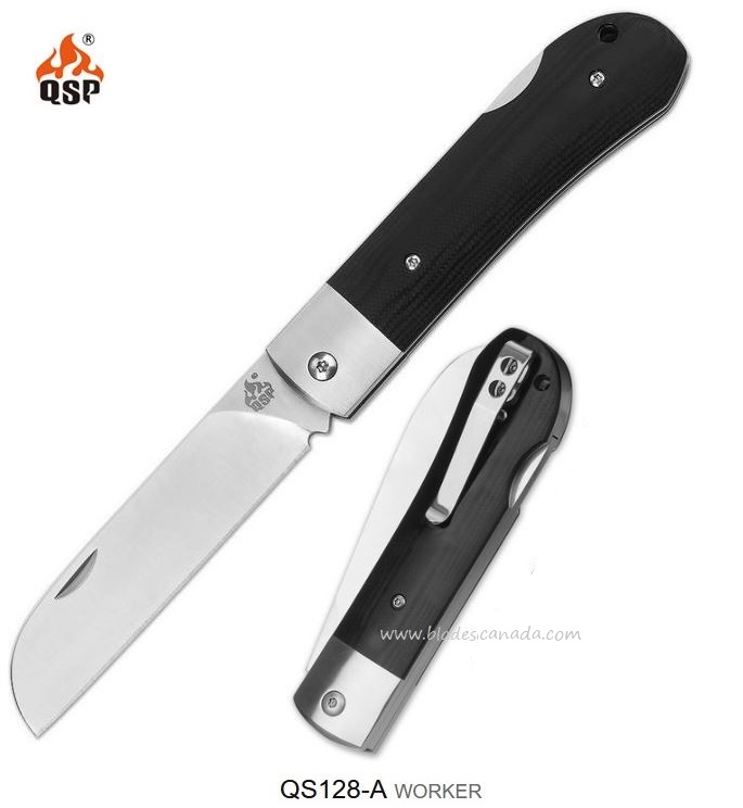 QSP Worker Folding Knife, N690, G10 Black, QS128-A - Click Image to Close