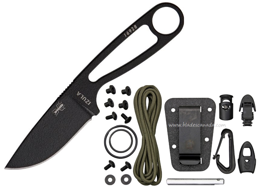 ESEE Izula w/KIT Fixed Blade Knife, 1095 Carbon, Black Sheath