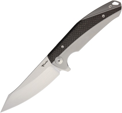 Reate K-1 Flipper Framelock Knife, RWL-34 Satin, Titanium/Carbon Fiber