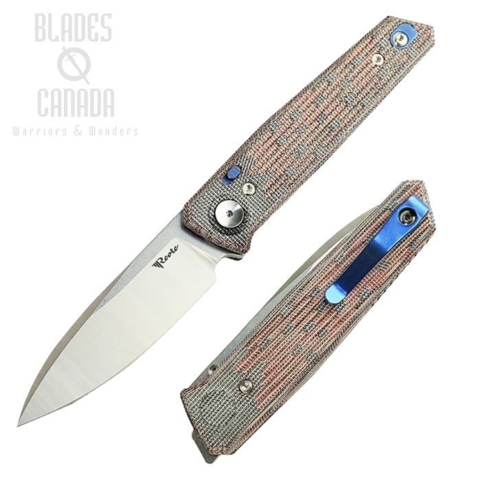 Reate PL-6 Folding Knife, Nitro-V Satin, Canvas Micarta Black & Red, REA183