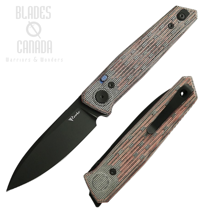 Reate PL-6 Folding Knife, Nitro-V Black PVD, Canvas Micarta Black & Red, REA187