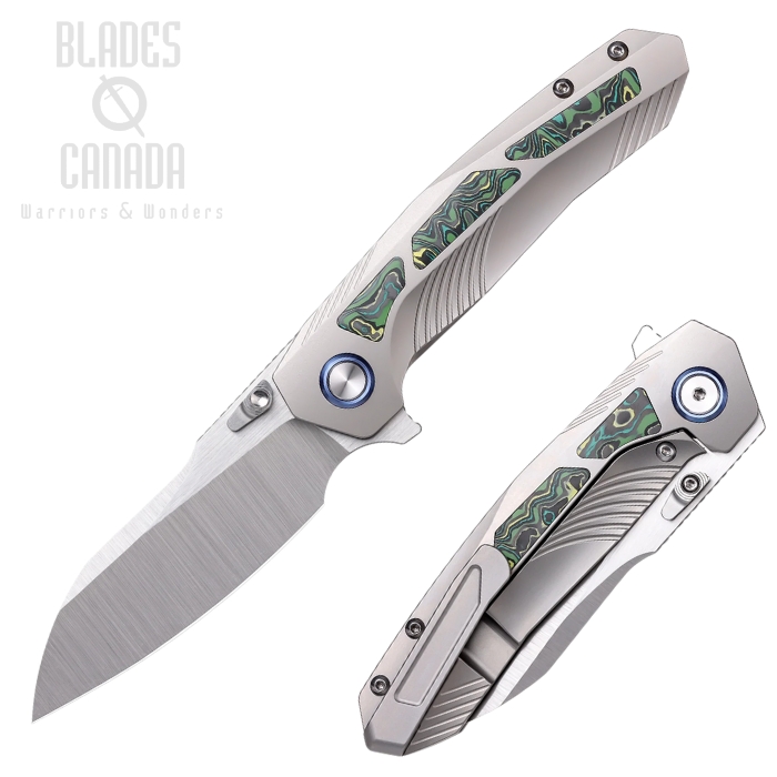 Remette Knives Kestrel Folding Knife, S35VN Satin, Titanium & Carbon Fiber Green, RTPO-A