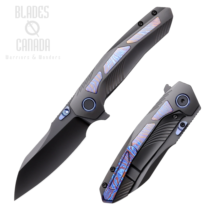 Remette Knives Kestrel Folding Knife, S35VN DLC, Titanium & Timascus, RTPO-E