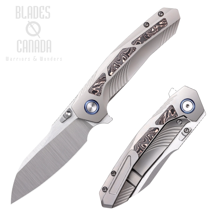 Remette Knives Kestrel Folding Knife, S35VN Satin, Titanium & Carbon Fiber Copper, RTPO-C