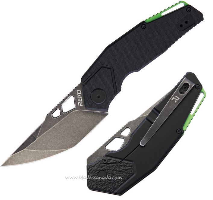 Revo Berserk Framelock Folding Knife, G10 Black, REV004BLK