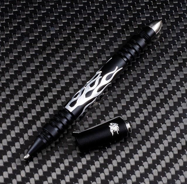Hinderer Investigator Pen Aluminum - Flames Black Matte