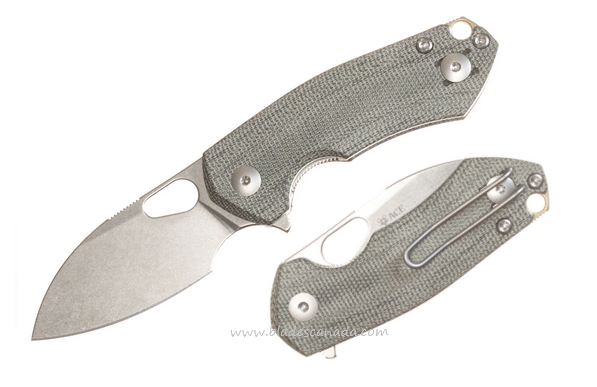 GiantMouse ACE RIV LL Flipper Folding Knife, MagnaCut SW, Micarta Green, RIV-LL-GRN-MICARTA