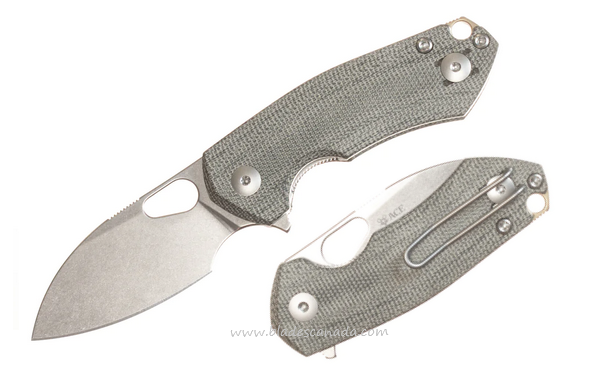 GiantMouse ACE RIV LL Flipper Folding Knife, MagnaCut SW, Micarta Green