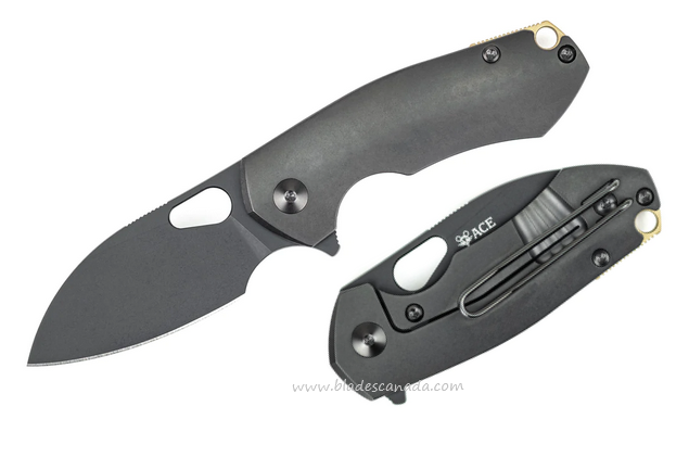 GiantMouse ACE Riv Flipper Folding Knife, M390 Black, Titanium Black, RIV-TI-BLACKOUT