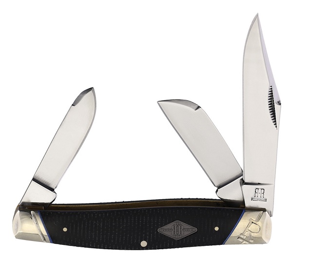 Rough Ryder Classic Carbon Stockman Folding Knife, Micarta Black, RR2214
