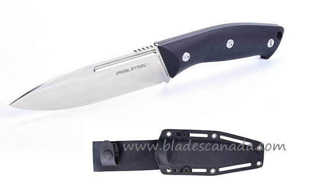 Real Steel Large Gardarik Fixed Blade Knife, G10 Black, Kydex Sheath, 3736