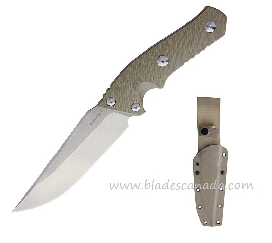 Real Steel Sorrow Fixed Blade Knife, D2, G10 Coyote, Kydex Sheath, 3822