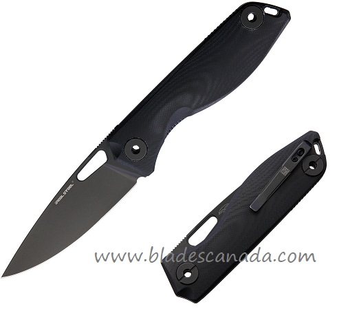 Real Steel Sidus Folding Knife, D2 Black, G10 Black, 7461