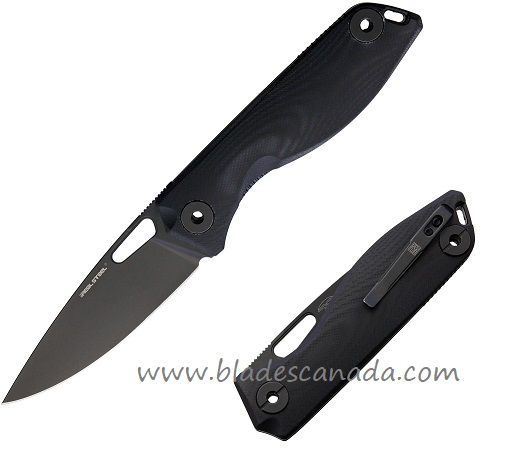 Real Steel Sidus Folding Knife, D2 Black, G10 Black, 7461 - Click Image to Close