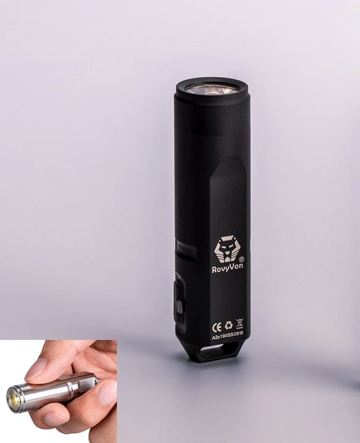 RovyVon A2X Black Stainless Keychain Flashlight-650 Lumens - Click Image to Close